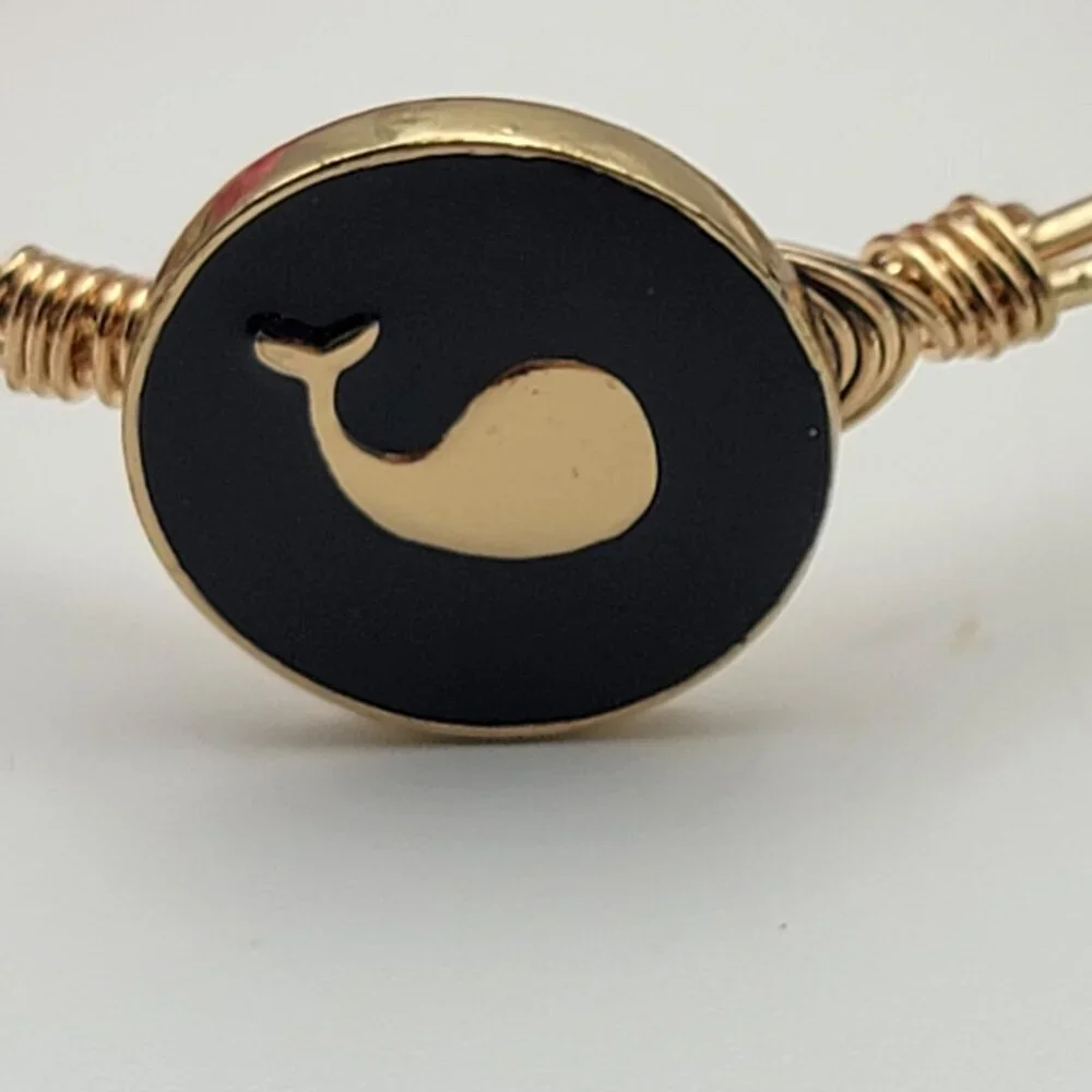 Ocean Whales Blue Enamel Wire Bangle Bracelet 8